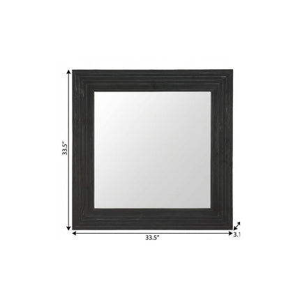 34" Black Solid Wood Square Freestanding And Leaning Framed Accent Mirror