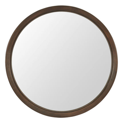 39" Espresso Solid Wood Round Freestanding And Leaning Framed Accent Mirror