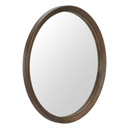 39" Espresso Solid Wood Round Freestanding And Leaning Framed Accent Mirror