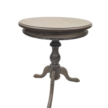 25" Natural Solid Wood Round Pedestal End Table