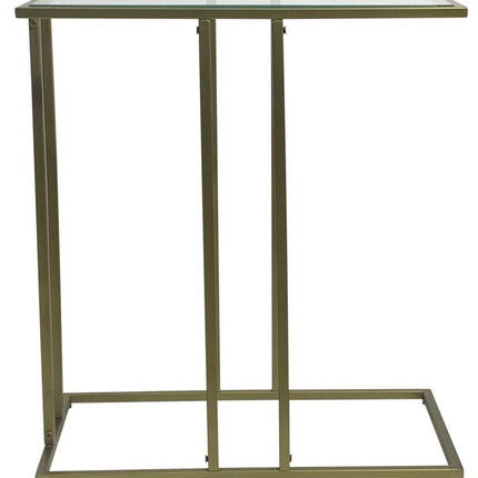26" Clear and Antiqued Gold Glass and Iron Frame End Table