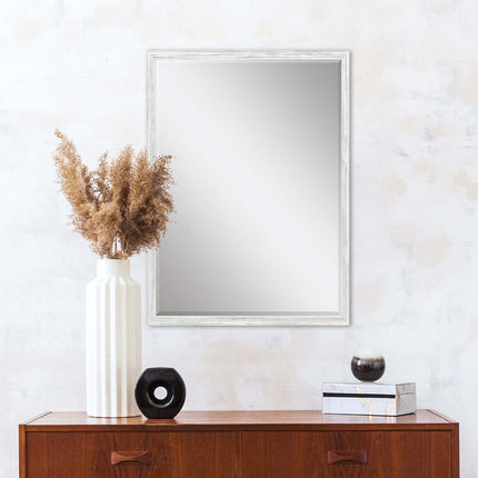 31" White Wood Accent Mirror