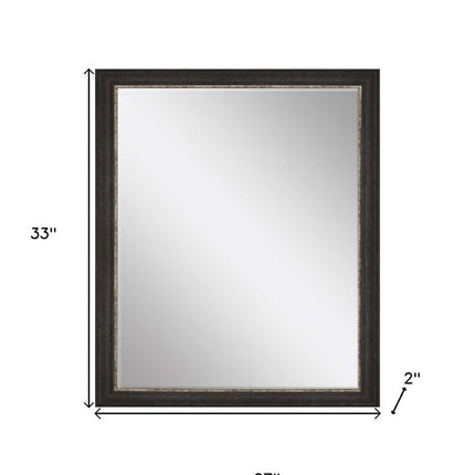 33" Dark Brown Framed Accent Mirror