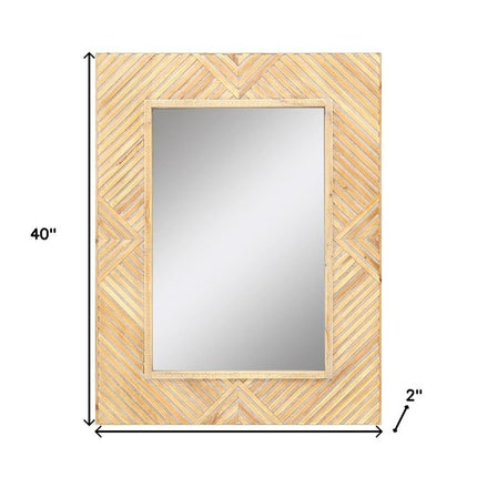 40" Light Brown Wood Accent Mirror