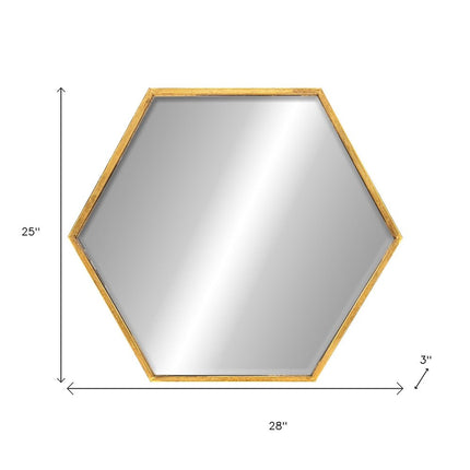 25" Gold Metal Hexagon Accent Mirror