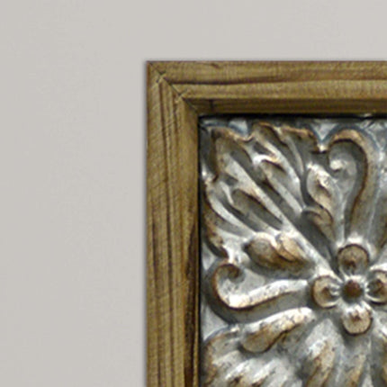 39" Light Brown Wood Square Accent Mirror