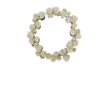 29" Beige Metal Round Accent Mirror