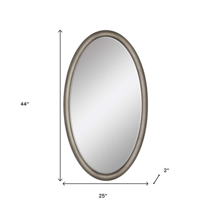 44" Silver Wood Oval Accent Mirror