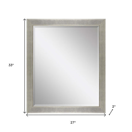 33" Silver Solid Wood Framed Accent Mirror