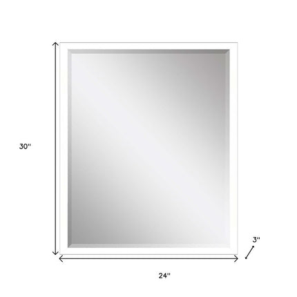 30" White Solid Wood Framed Accent Mirror