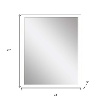 42" White Solid Wood Framed Accent Mirror