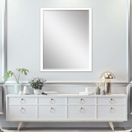 50" White Solid Wood Framed Accent Mirror