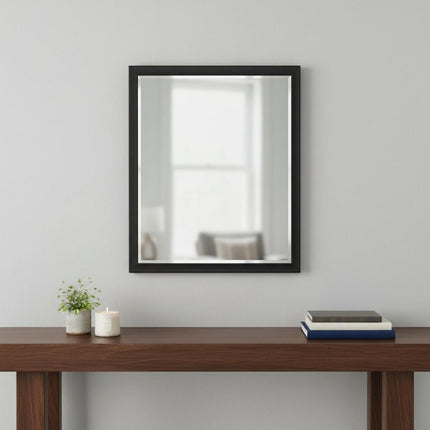 30" Black Solid Wood Framed Accent Mirror