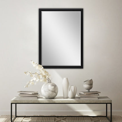 38" Black Solid Wood Framed Accent Mirror