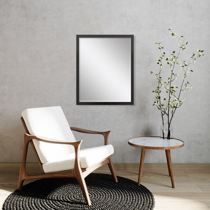 32" Black Hammered Geometric Framed Accent Mirror