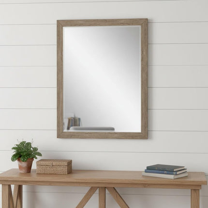 33" Light Brown Framed Accent Mirror