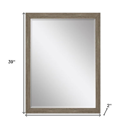 39" Light Brown Framed Accent Mirror