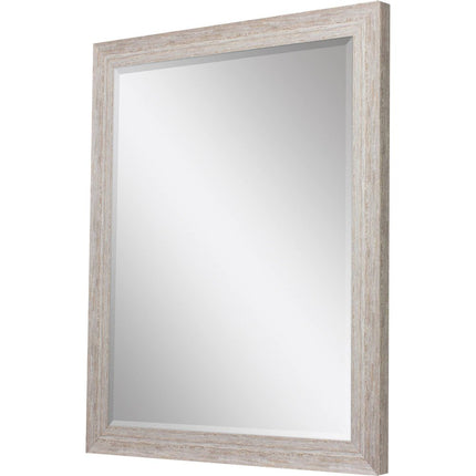 34" White Distressed Wood Framed Accent Mirror