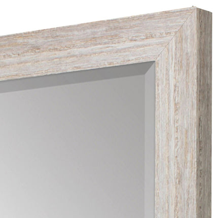 34" White Distressed Wood Framed Accent Mirror
