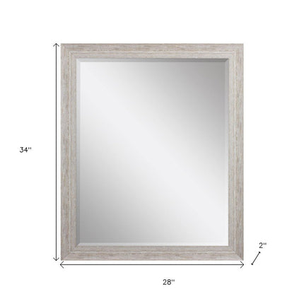 34" White Distressed Wood Framed Accent Mirror