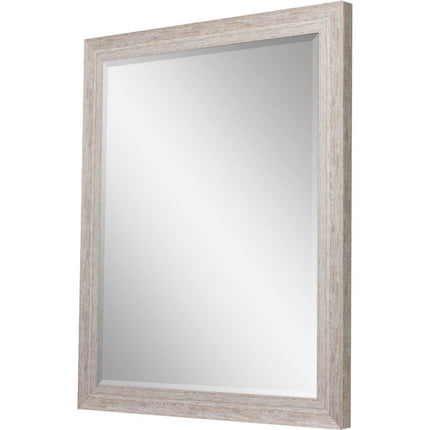 40" White Distressed Wood Framed Accent Mirror