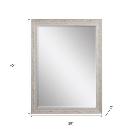 40" White Distressed Wood Framed Accent Mirror
