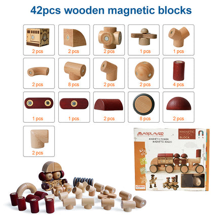 Wooden Magnetic Building Blocks Large Children's Baby Educational Creative Toys