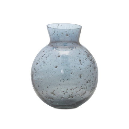 Set of Three Blue And Gray Seeded Glass Table Vases