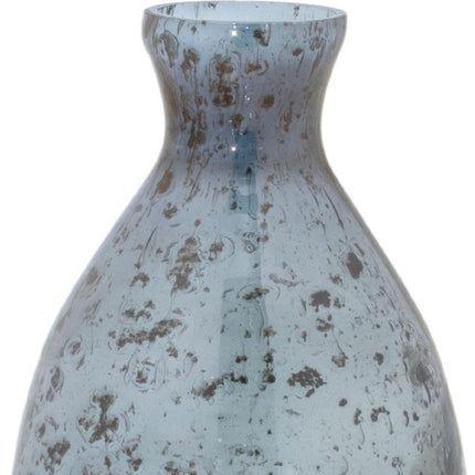 Set of Three Blue And Gray Seeded Glass Table Vases