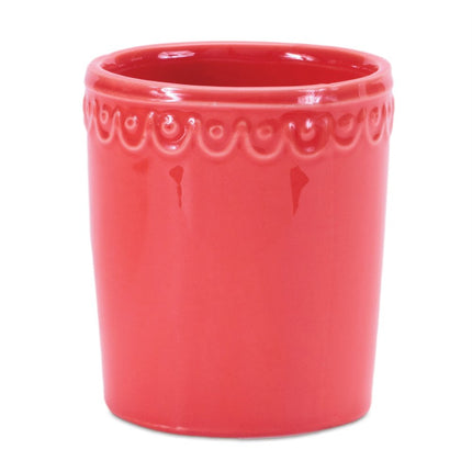 Set of Two Pink And Yellow Ceramic Rectangular Cachepots