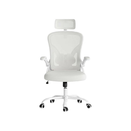 White and Black Adjustable Height Swivel Rolling Office Chair