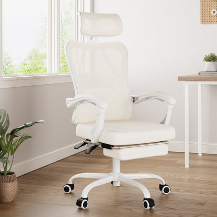 White and Black Adjustable Height Swivel Rolling Office Chair