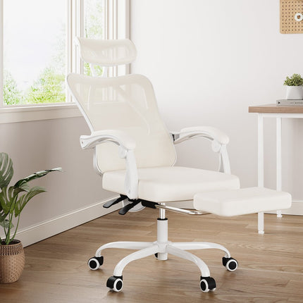 White and Black Adjustable Height Swivel Rolling Office Chair