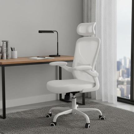 White and Black Adjustable Height Swivel Rolling Office Chair