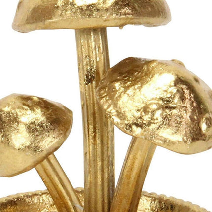 5" Gold Cast Iron Three Mushroom Trinket Tray