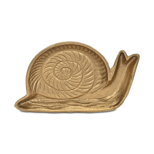 7" Antiqued Gold Cast Iron Snail Trinket Tray