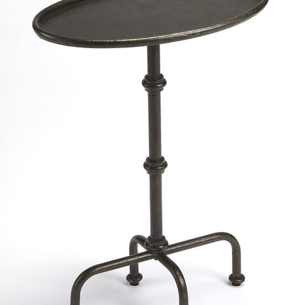 26" Gray Aluminum Oval Pedestal End Table