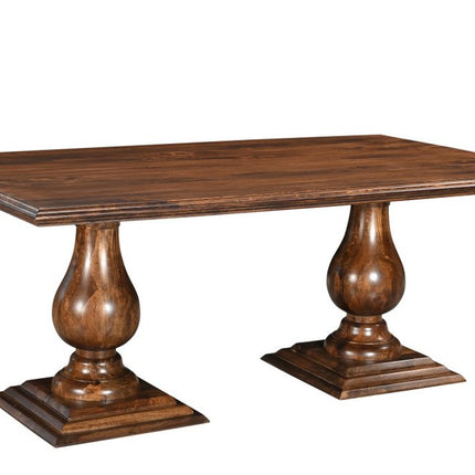 Seven Piece Brown Solid Wood Dining Set with Six Chairs