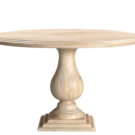 Five Piece Beige Round Solid Wood Dining Set with Four Chairs