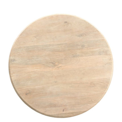 Five Piece Beige Round Solid Wood Dining Set with Four Chairs
