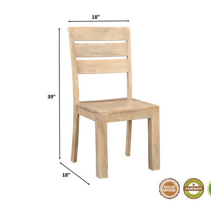 Five Piece Beige Round Solid Wood Dining Set with Four Chairs