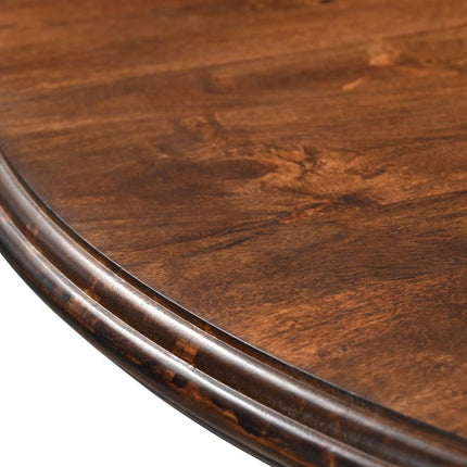 Five Piece Brown Round Solid Wood Dining Set with Four Chairs