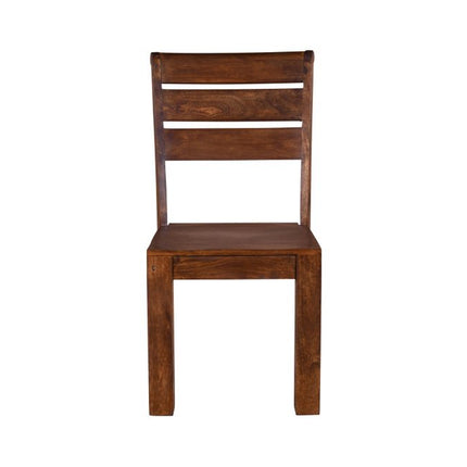 Five Piece Brown Round Solid Wood Dining Set with Four Chairs