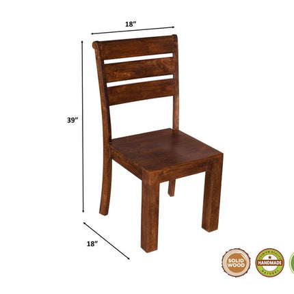 Five Piece Brown Round Solid Wood Dining Set with Four Chairs