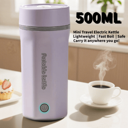 Travel Electric Kettle Portable Mini Kettle, 500ML Small Hot Water Boiler, 304 Stainless Steel,