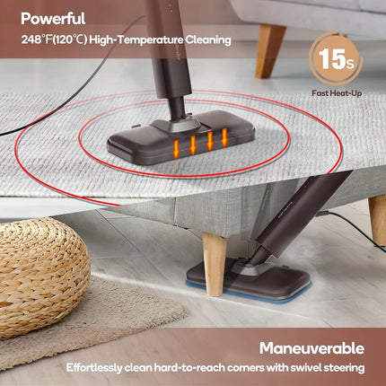 Steam Mop, Hardwood Floor Steamer, 500ml 1200W Powerful Cleaner for Carpet Laminate and Tiles,
