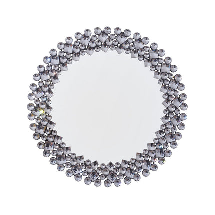 20" Silver Round Faux Crystal Bling Framed Accent Mirror