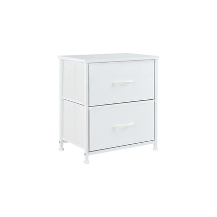 Set Of Two 12" White Fabric Metal And Wood Two Drawer Dresser