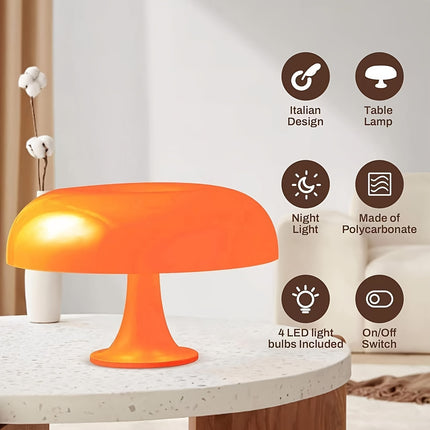 Three color temperature mushroom table lamp, retro design, with button switch control