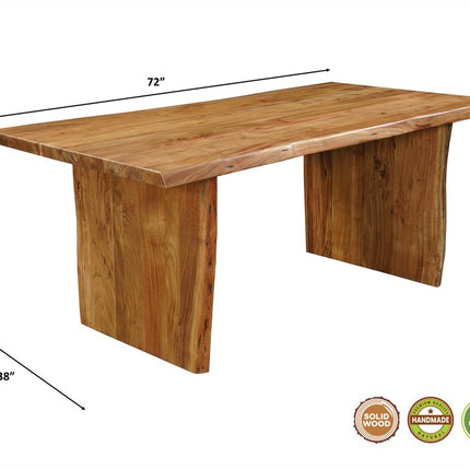 Seven Piece Brown Solid Wood Dining Set with Six Chairs